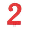 Vela 2 Vermelho Glitter Grande